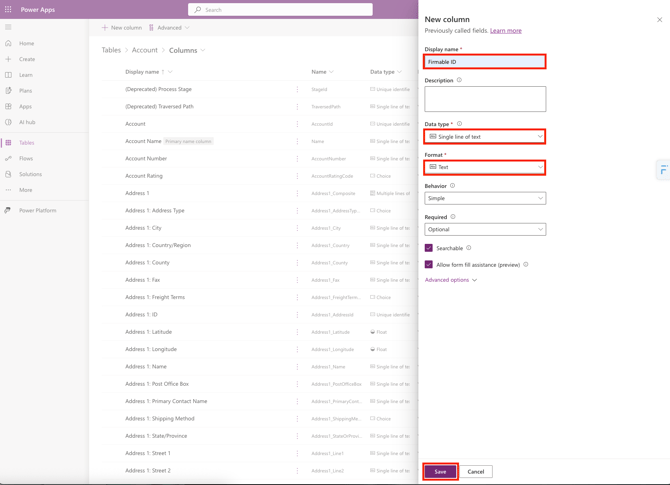 8 set display name, data type and format