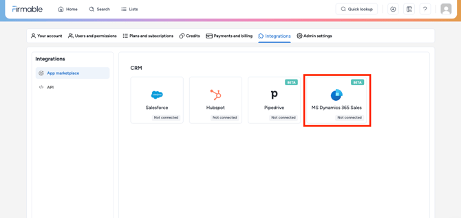 Click ms dynamics icon