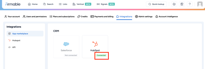 HubSpot connected