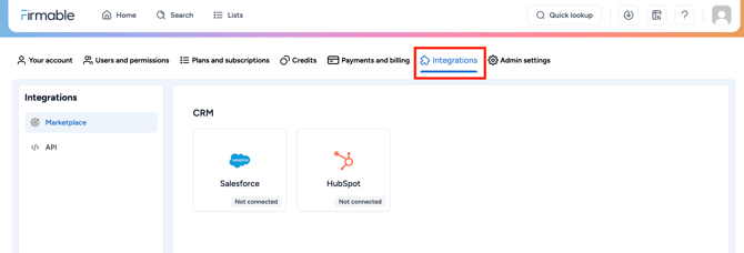 Integrations tab
