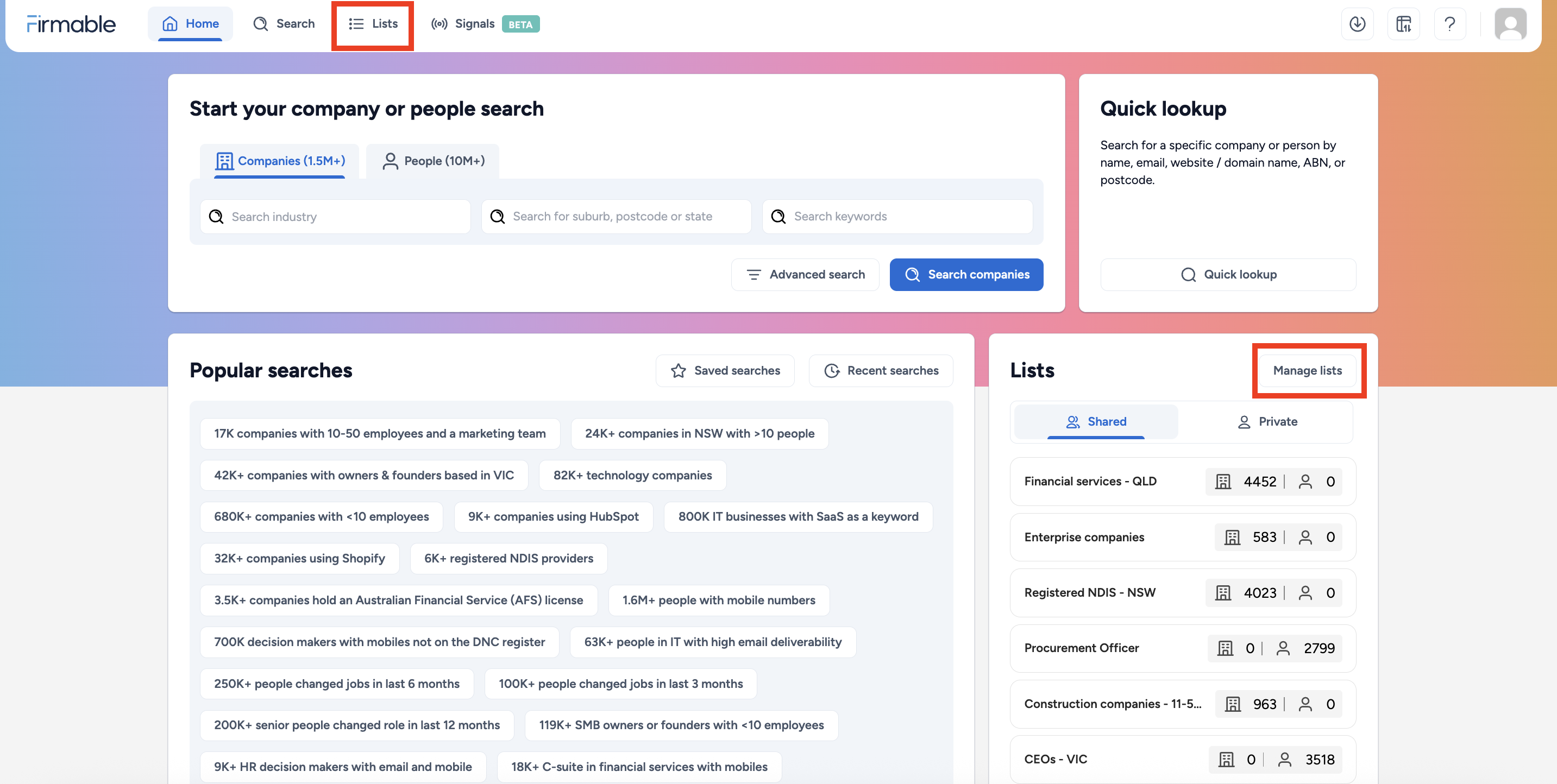 Manage Lists