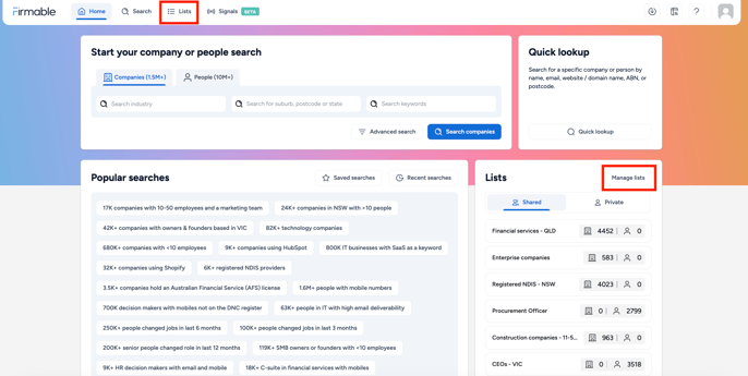 Manage Lists