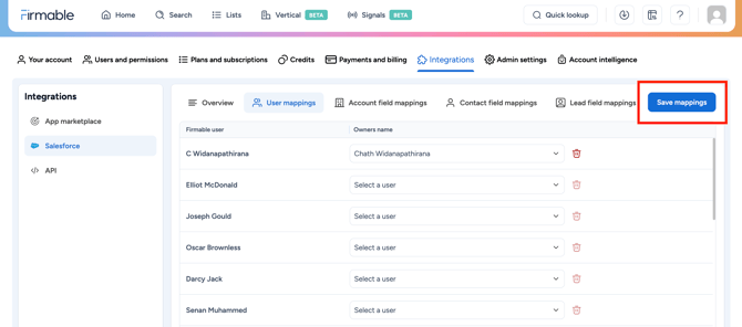 Salesforce mapping save