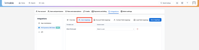 click on user mapping