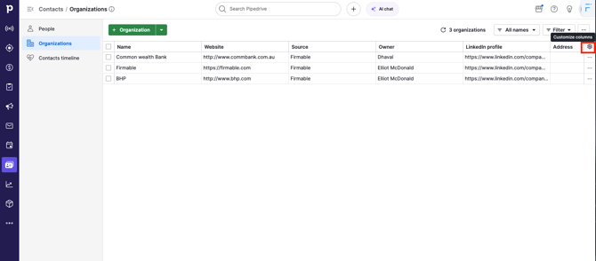 customise columns