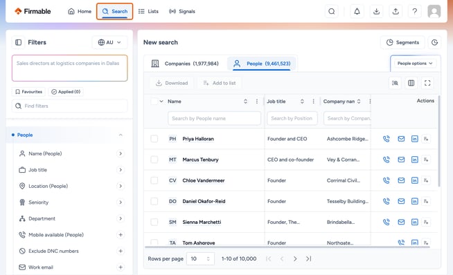 Search in the top nav highlighted