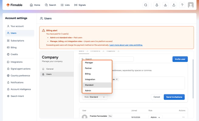 enter the email addresses of the individuals you want to add to your organisation