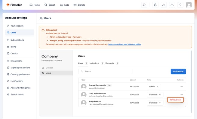 Three dots and the Remove user option highlighted