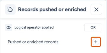 The Records pushed or enriched filter with the include (+) icon highlighted