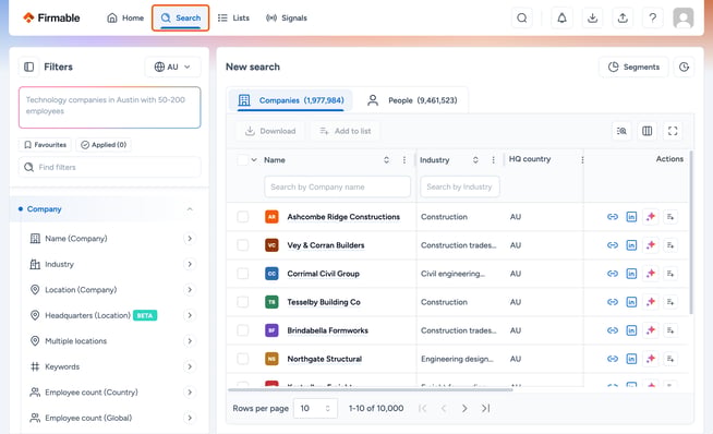 Search in the top nav highlighted