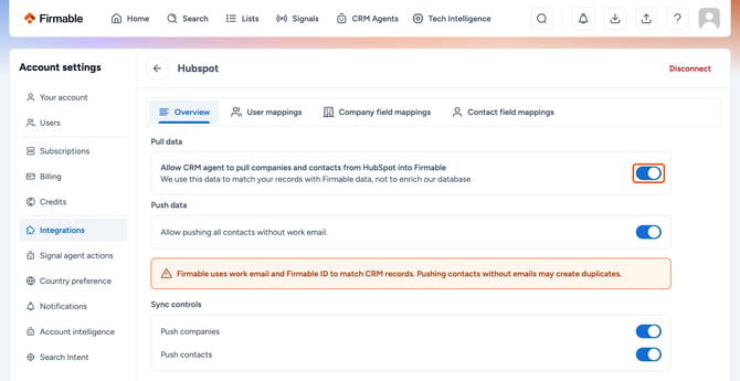Allow CRM agent to pull toggle highlighted