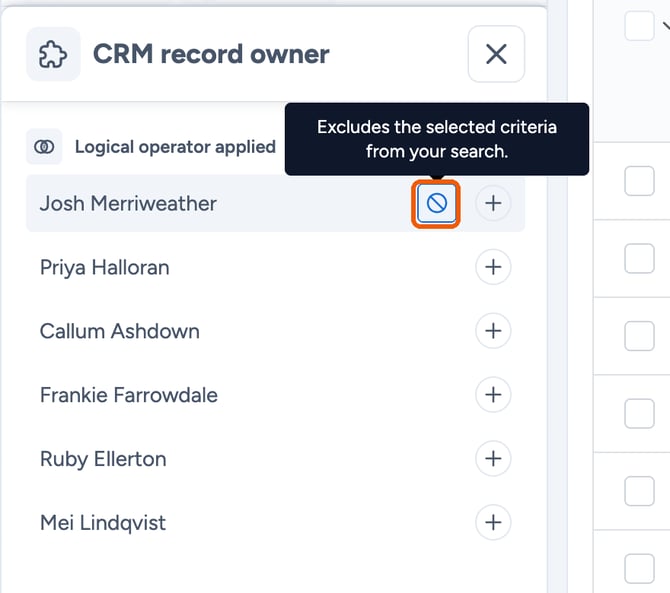 Exclude icon on a record owner highlighted