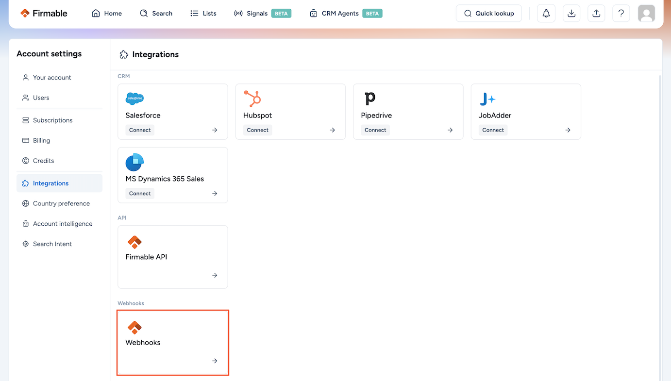 How to use Webhooks in Firmable (beta)