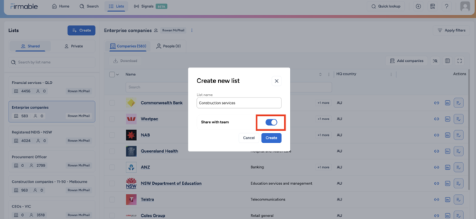new list toggle