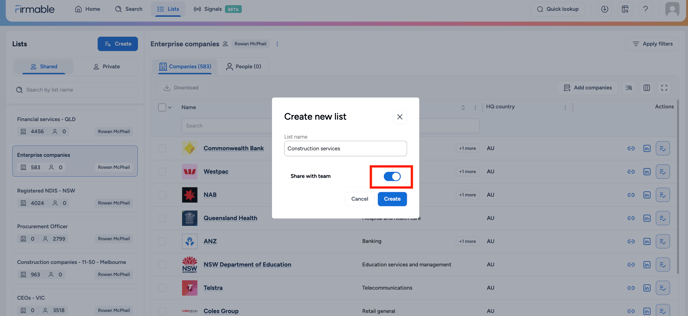 new list toggle