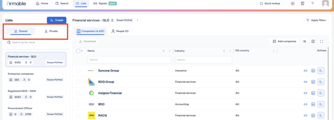 toggle lists